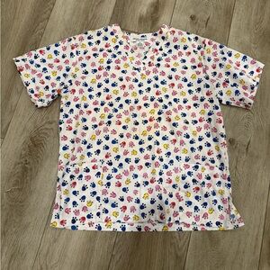 Colorful Paw Print Scrub Top
